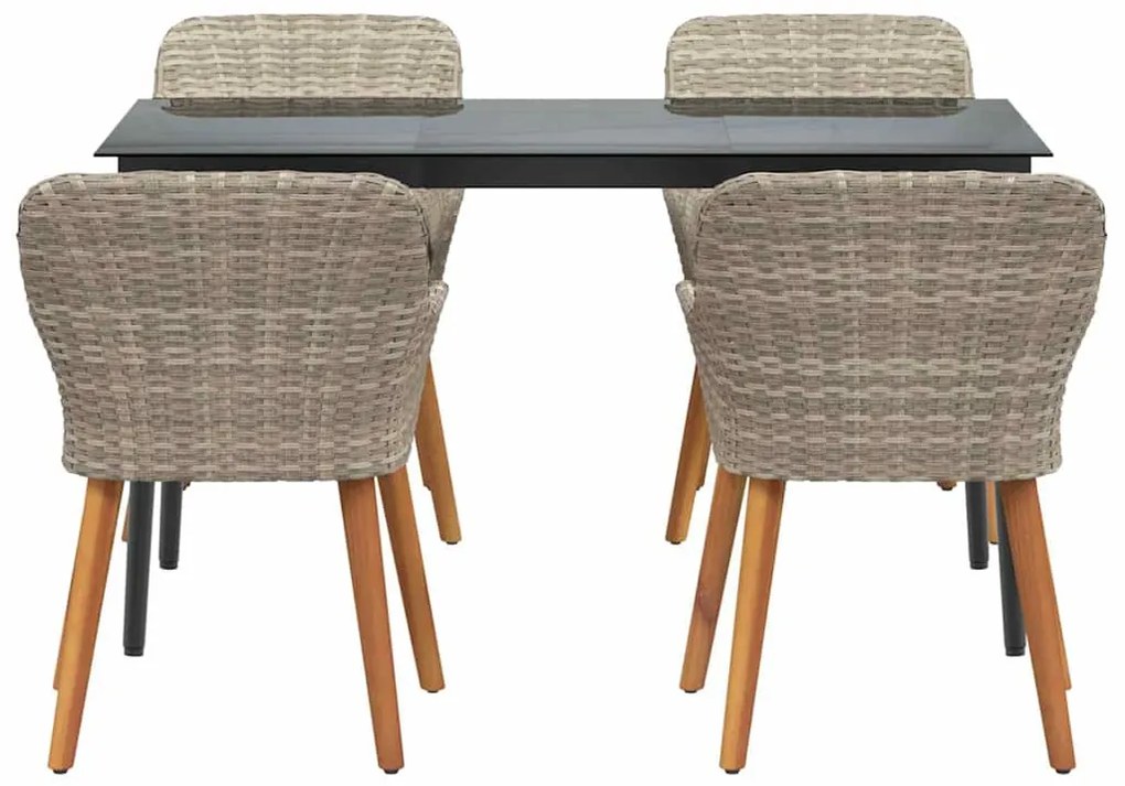 Conjunto de sala de jantar 5 pcs Cinza claro e preto Largo