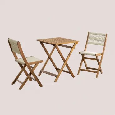 Conjunto De Mesa De Jardim Dobrável Delawer Classic E 2 Cadeiras Beige Creme - Sklum
