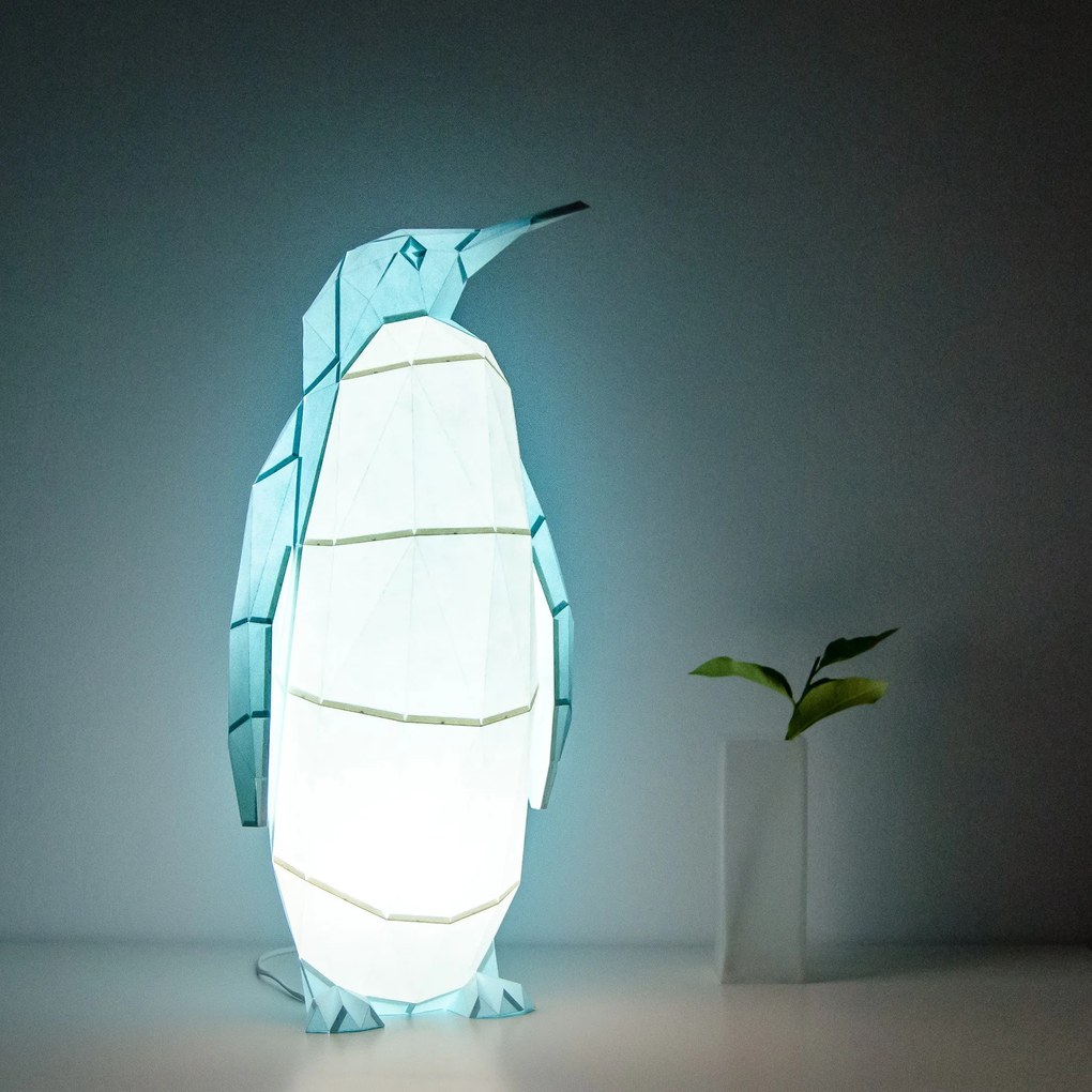 Emperor Penguin - DIY Colour Paperlamp - Light Grey