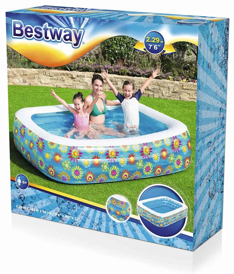 Piscina infantil insuflável 229x152x56 cm azul