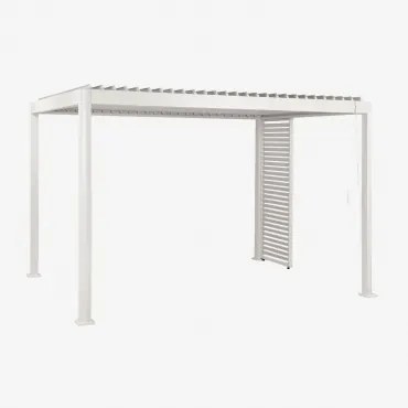Pérgola Bioclimática De Alumínio Com Lâminas E Painel Druvia Gardénia Branco & Pérgula De 3x4 M Com 1 Painel De 90,5 Cm - Sklum