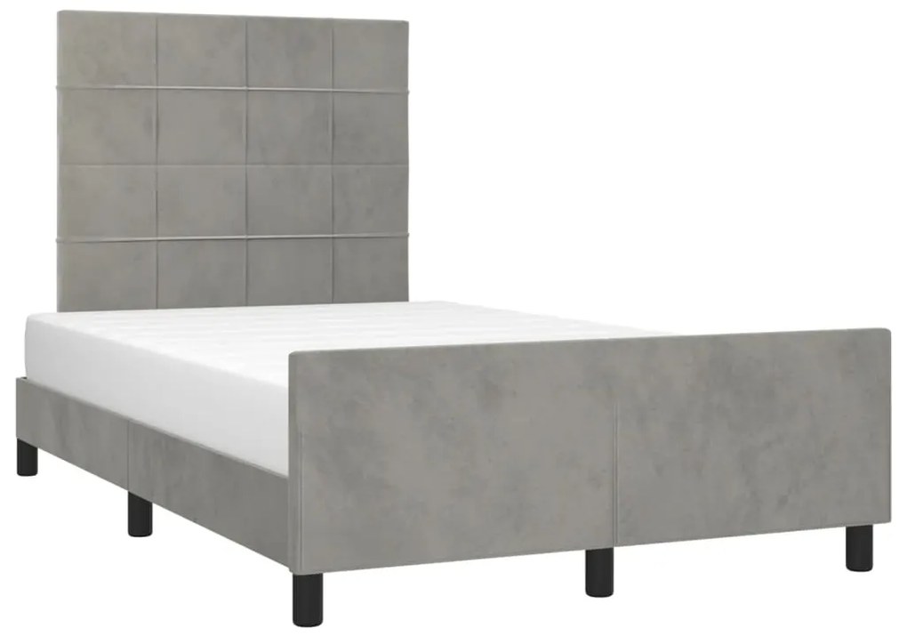 Estrutura de cama sem colchão cinza claro Veludo