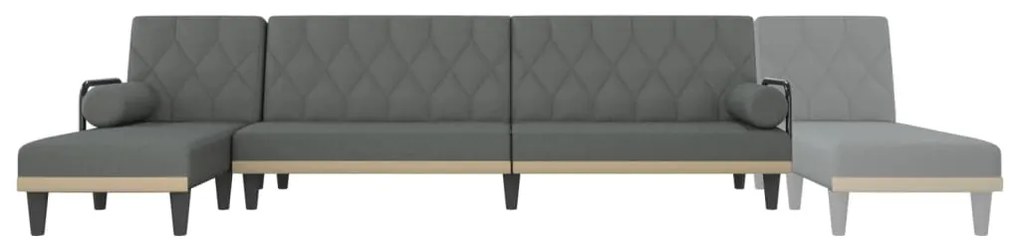Sofá-cama em forma de L 260x140x70 cm tecido cinzento-escuro