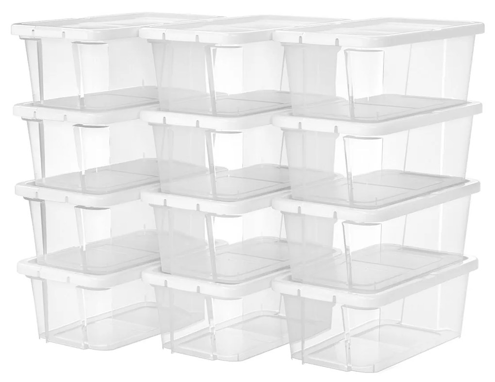 SONGMICS Conjunto de 12 caixas de sapatos Caixas de armazenamento para sapatos Caixa de armazenamento de sapatos Transparente Com tampa de plástico para sapatos até o tamanho 41 LSP12WT