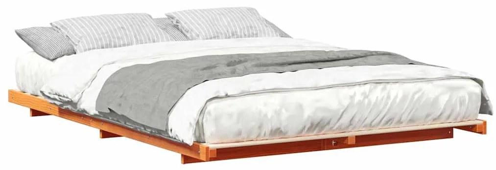 Estrutura de cama de chão Castanho-mel 160 x 220 cm