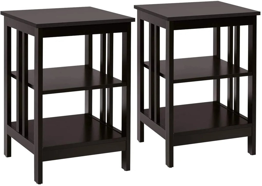 Mesa de cabeceira de 3 níveis com barras reforçadas - Branco