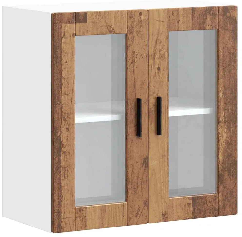 vidaXL Armário de parede de cozinha porta de vidro Porto madeira velha