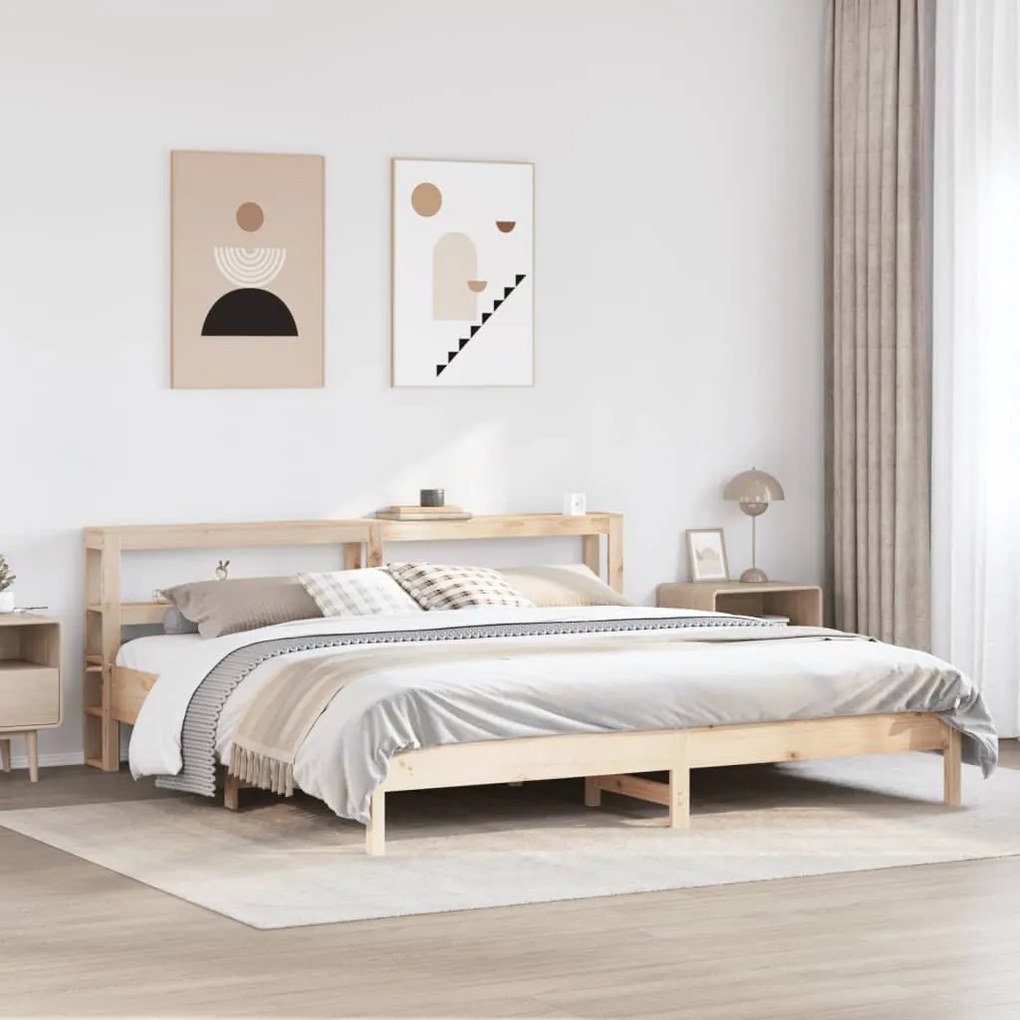 vidaXL Cama sem colchão 200x200 cm madeira de pinho maciça