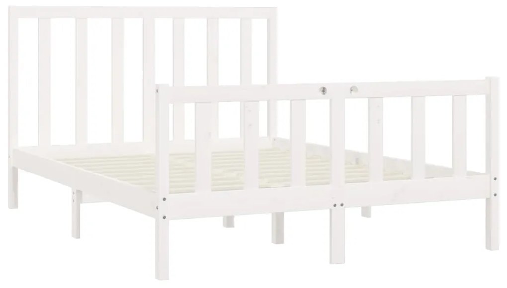 Estrutura de cama 160x200 cm madeira maciça branco