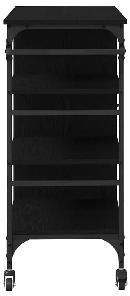 Carrinho de Cozinha Carvalho Preto 87,5x38,5x84,5 cm Madeira de Engenh