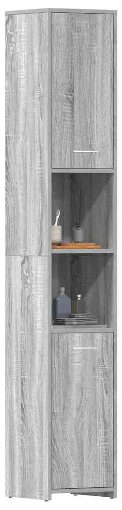 Armário WC 30x30x183,5 cm derivados de madeira cinzento sonoma