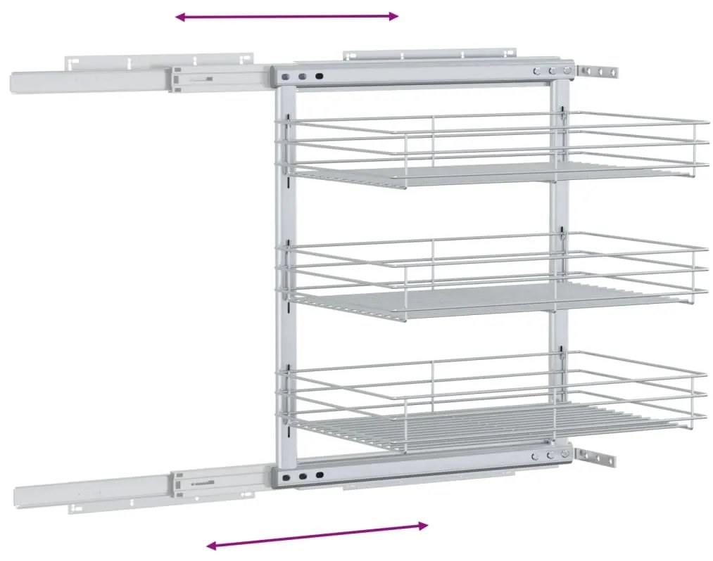Unidade cestos arame para cozinha 3 pcs 47x35x56 cm prateado