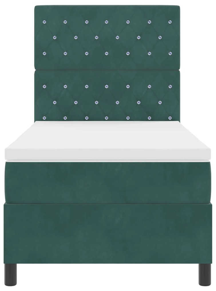 Cama Box com Colchão vidaXL Verde Escuro 100x200 cm Veludo