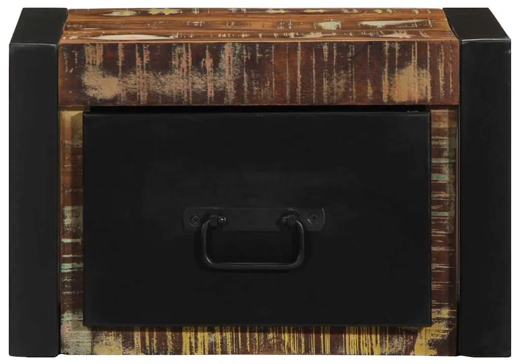 Mesa de cabeceira multicor 40x35x25cm madeira maciça recuperada