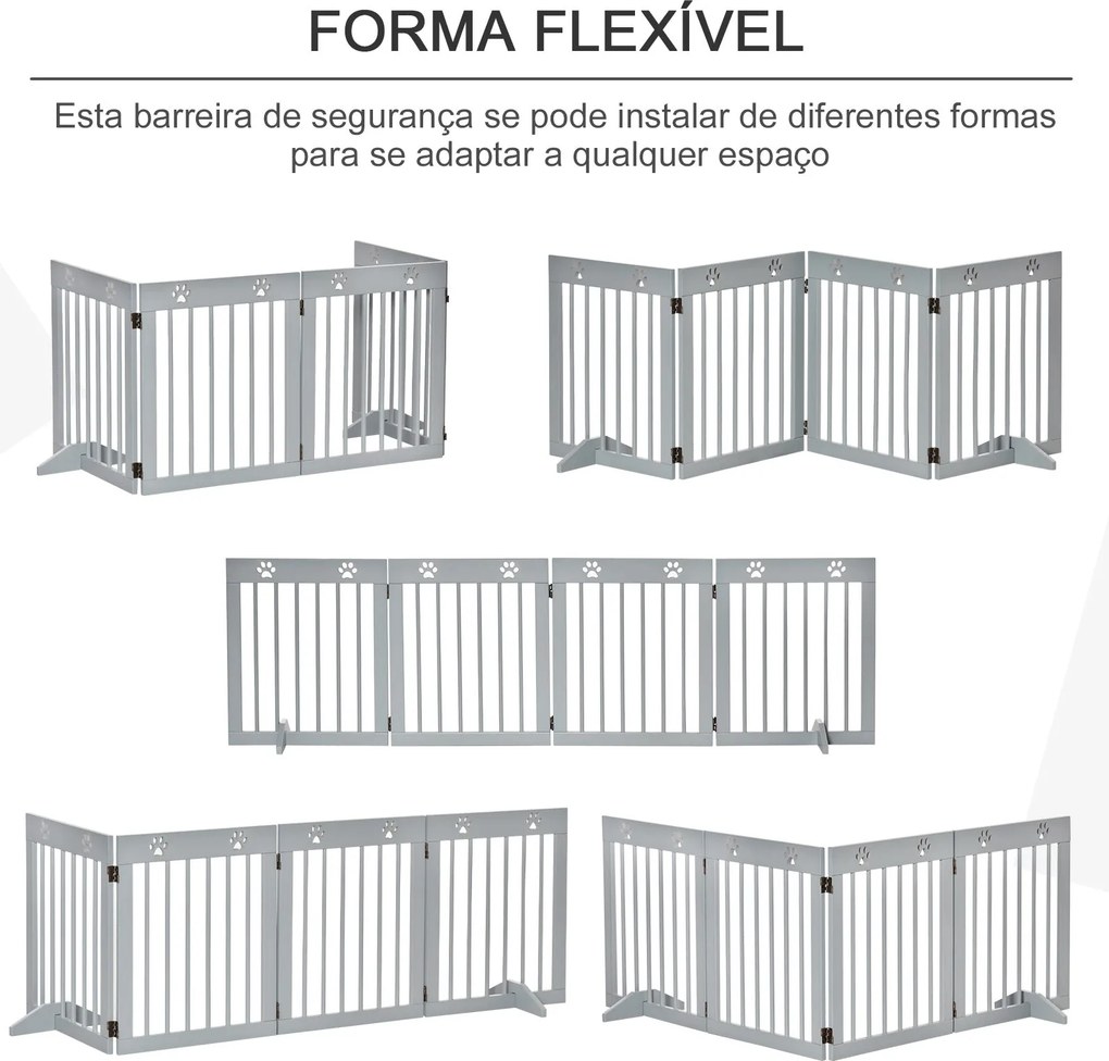 PawHut Barreira de Segurança Dobrável para Cães Grade de Proteção de 4
