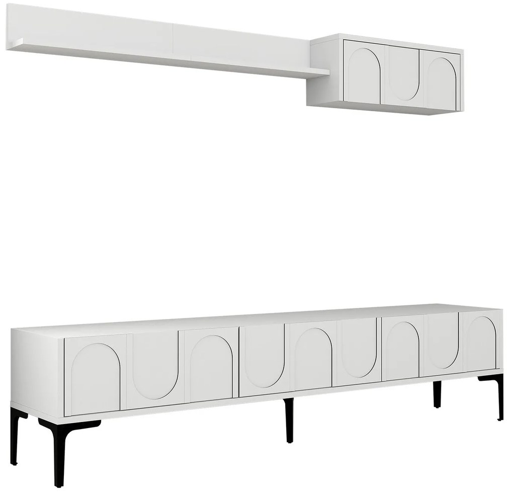 Unidade TV Lyon – Branco e Preto – TV Stand: 180x42x35 cm, Prateleira