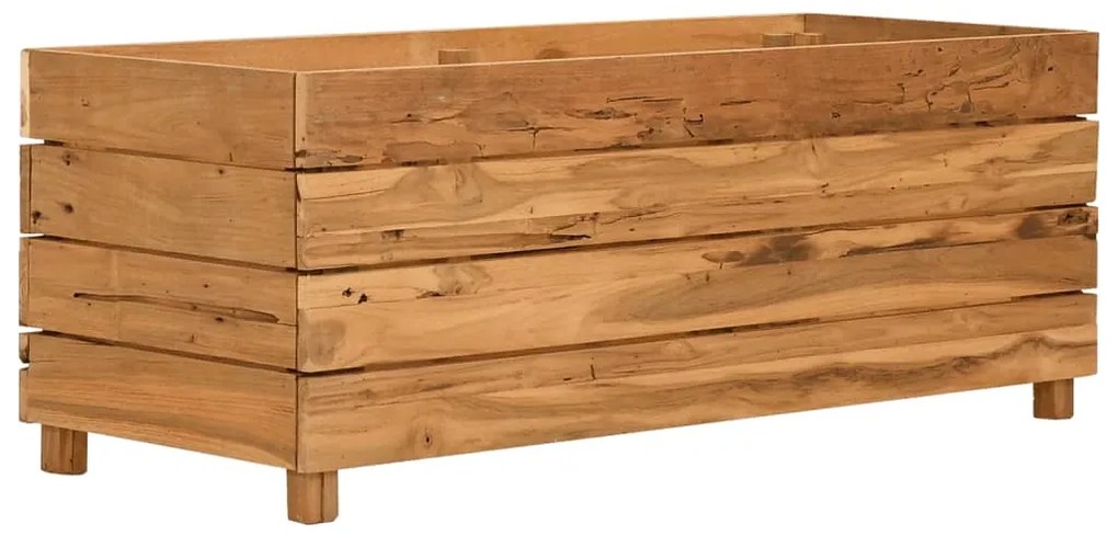 Vaso/floreira 100x40x38 cm madeira de teca reciclada e aço