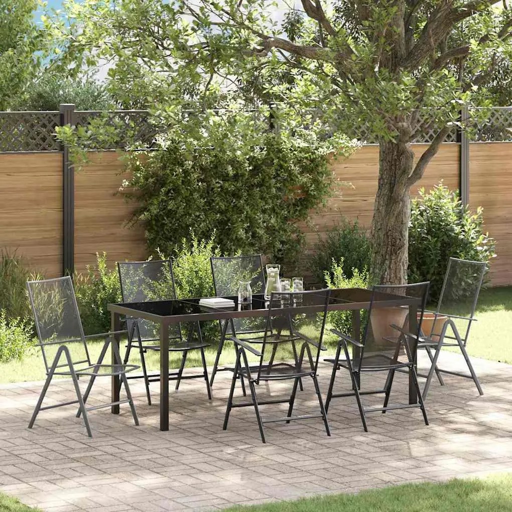 vidaXL Conjunto de Jantar de Jardim com 7 Peças em Aço Antracite
