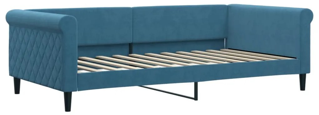 Sofá-cama com gavetão 100x200 cm veludo azul