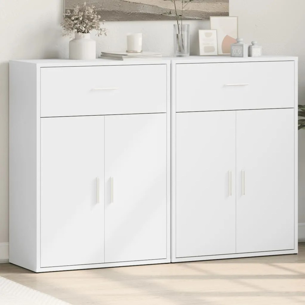 Aparadores 2 pcs 60x30x84 cm derivados de madeira branco