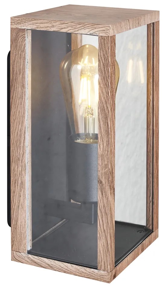 Candeeiro de parede industrial impressão de madeira 26 cm IP44 - Charlois Industrial