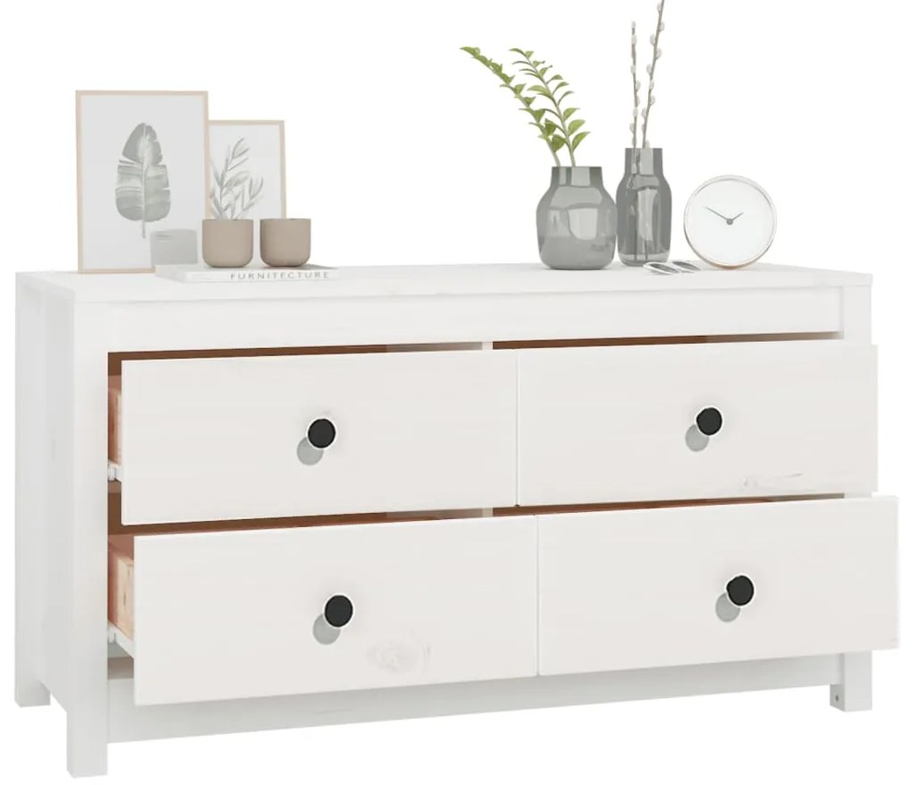 Armário de apoio 100x40x54 cm pinho maciço branco