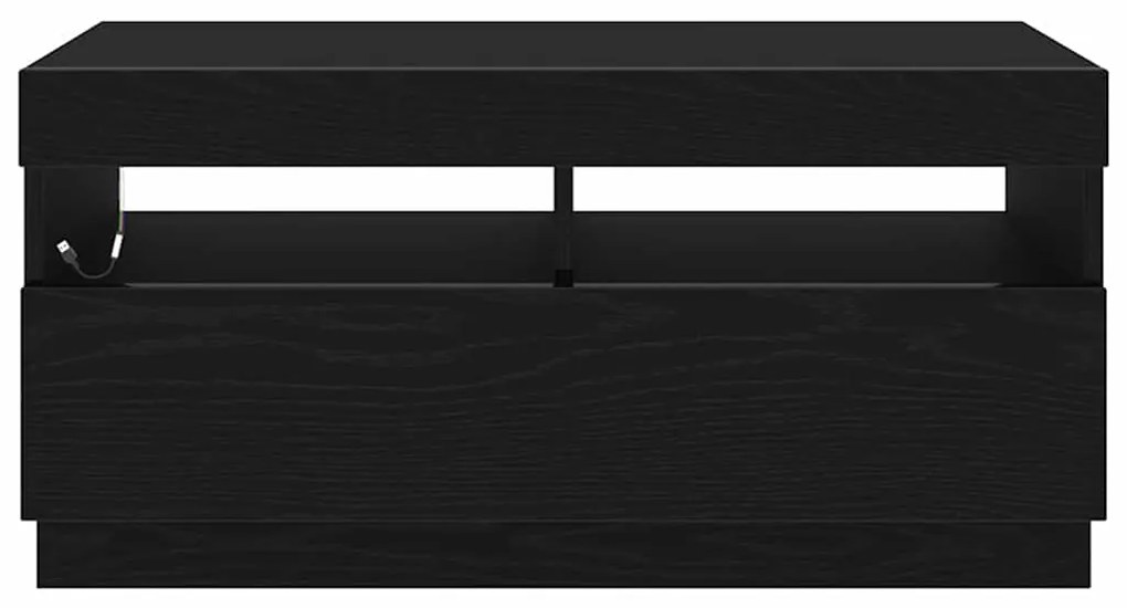 Armário de TV vidaXL com luzes LED Carvalho Preto 80x35x40 cm em madei