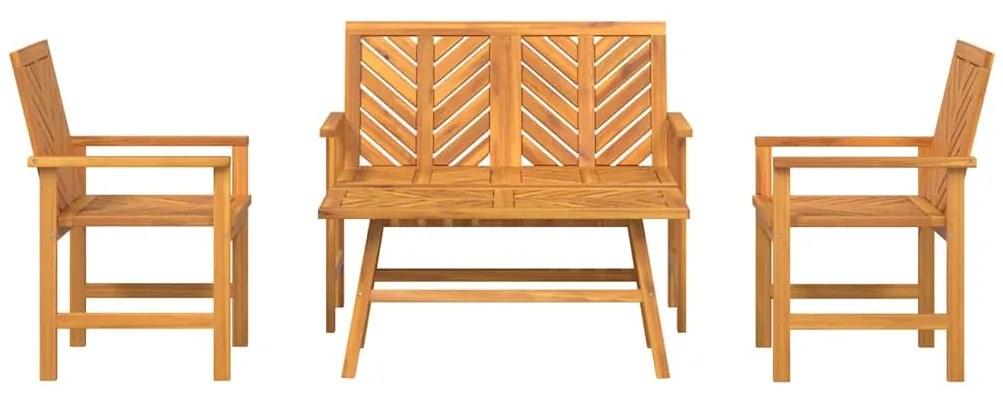 Conjunto de Lounge para Jardim de 4 Peças de Madeira Sólida de Acácia