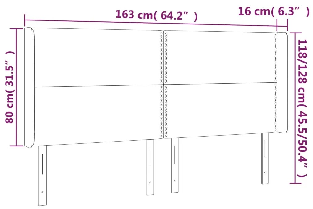 Cabeceira cama c/ LED tecido 163x16x118/128cm cinza-acastanhado