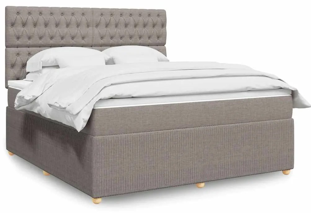 vidaXL Cama com molas/colchão 180x200 cm tecido castanho-acinzentado