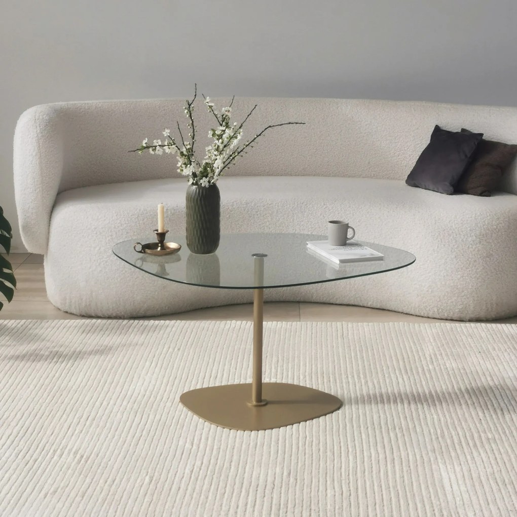 Mesa de Café Soho - Transparente e Dourada - 85 cm x 40 cm x 67 cm