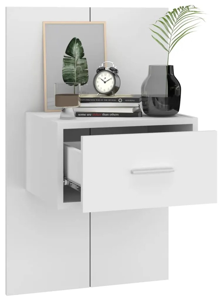 Mesas de cabeceira montagem na parede 2 pcs branco