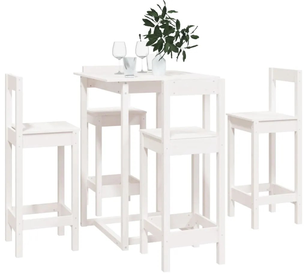 5 pcs conjunto de bar pinho maciço branco