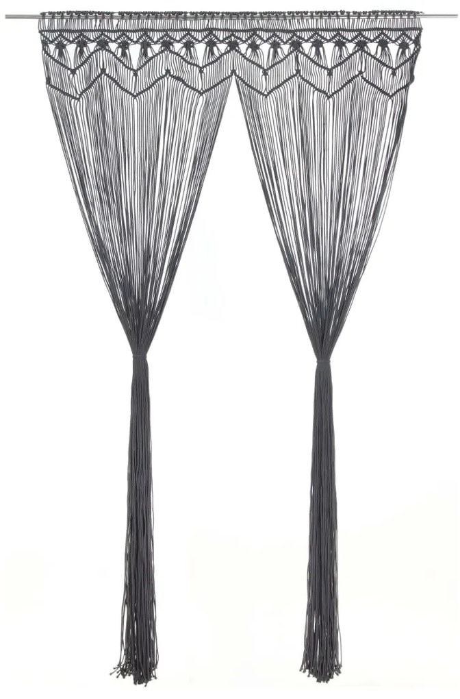323994 vidaXL Cortina macramé 140x240 cm algodão antracite