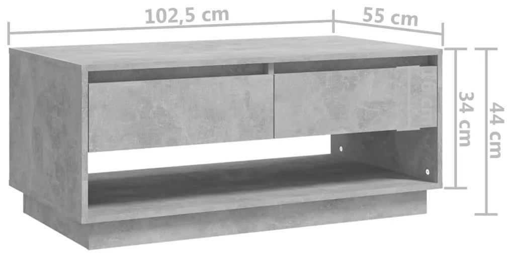 Mesa de Centro Madrid com 2 Gavetas de 102 cm - Cinzento Cimento - Des