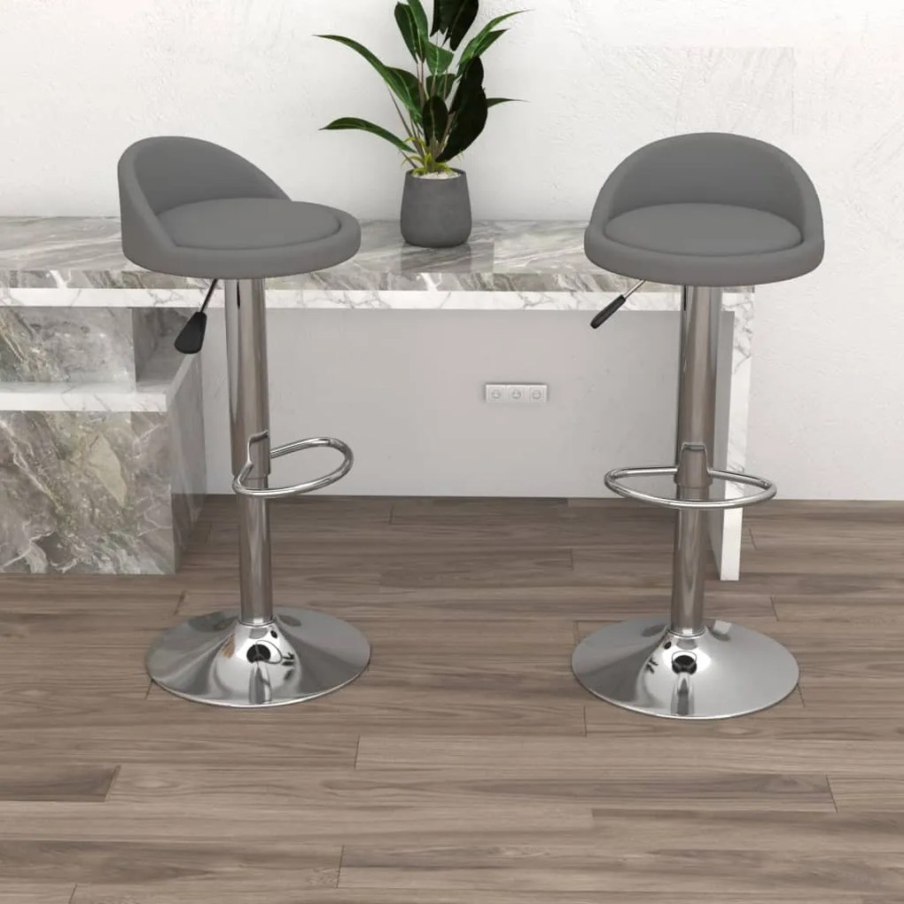 vidaXL Bancos de bar 2 pcs couro artificial cinzento