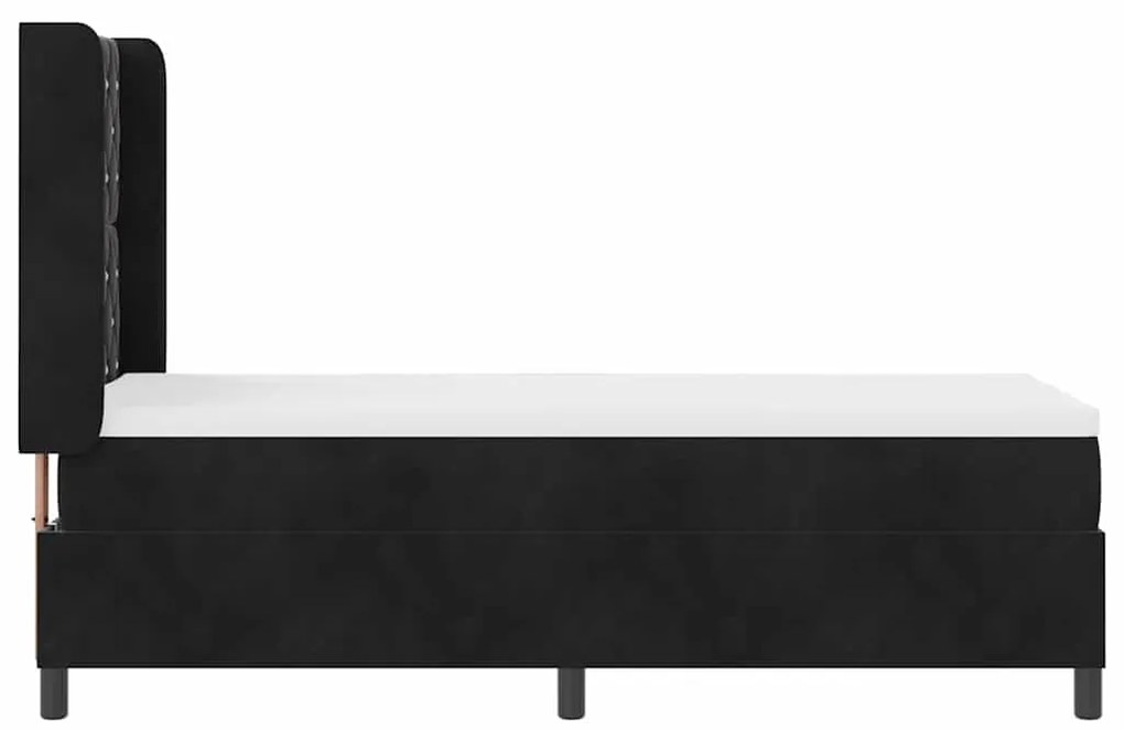 Cama Box com Colchão Preta 80x200 cm Veludo