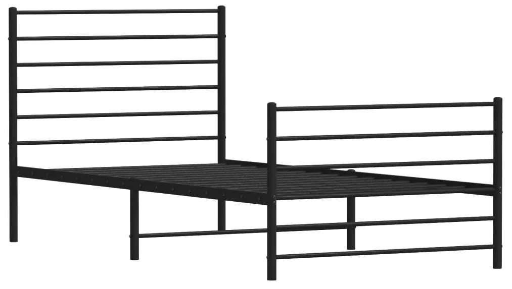 Estrutura de cama com cabeceira e pés 90x190 cm metal preto