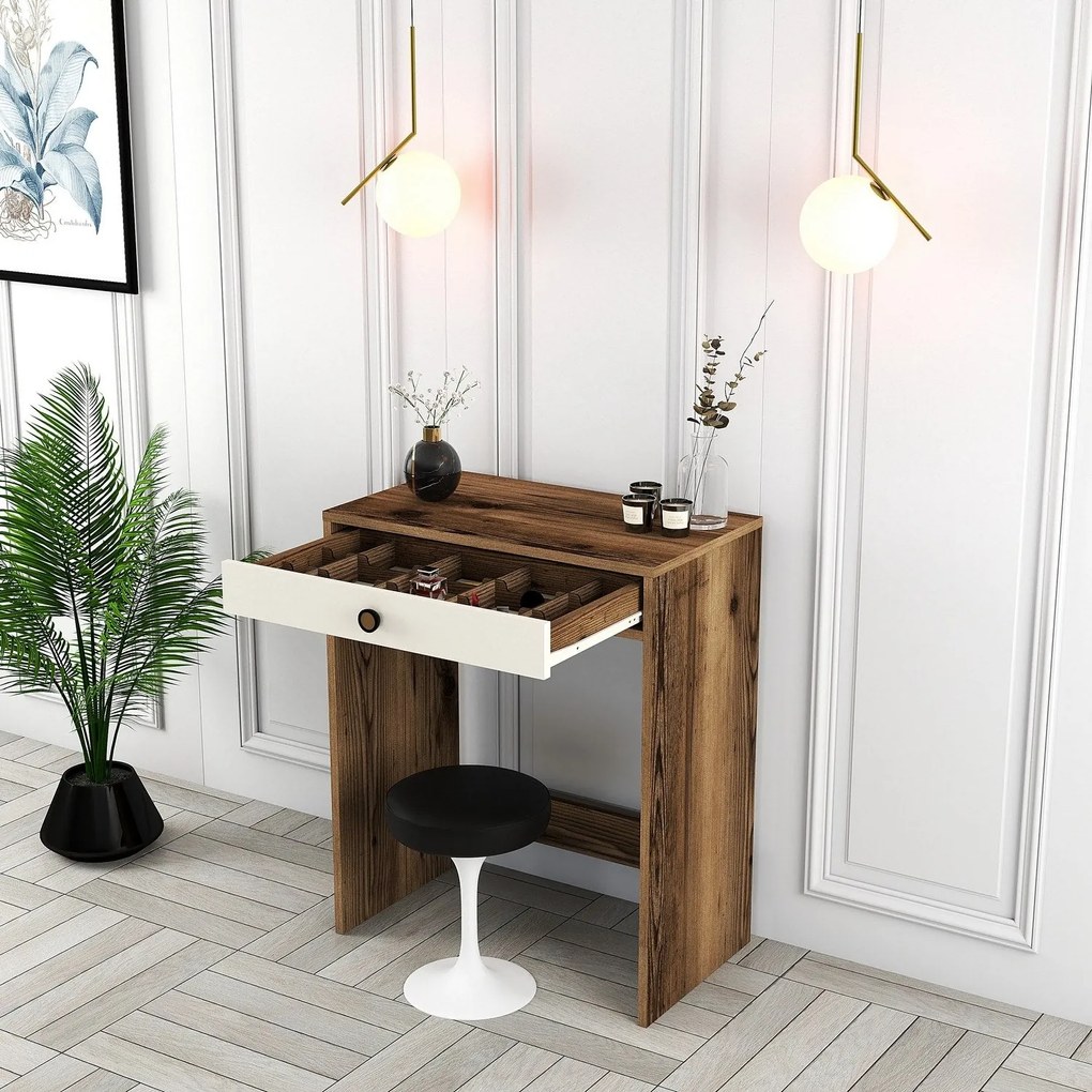 Mesa de Maquilhagem Lizbon – Walnut Cream – 70 cm x 40 cm x 84,7 cm