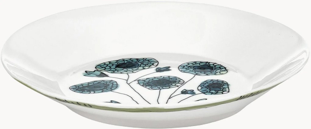 Pratos fundos em porcelana Fine Bone China Midnight Flowers, conjunto de 2