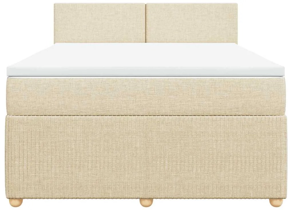 Cama com molas/colchão 160x200 cm tecido cor creme