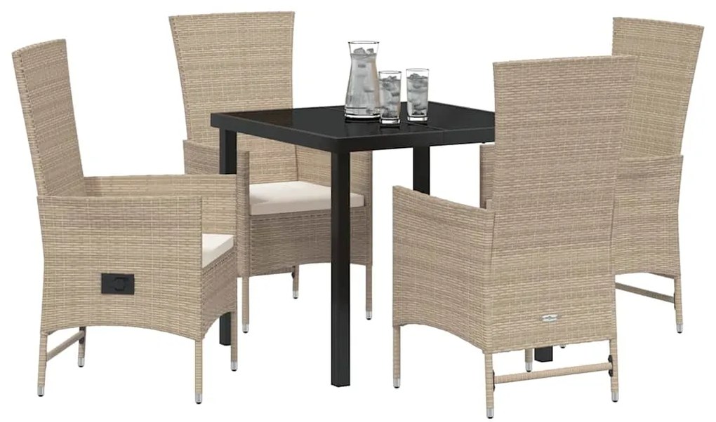 Conjunto de Cadeiras Externas 5 pcs Bege 80 x 80 x 73 cm