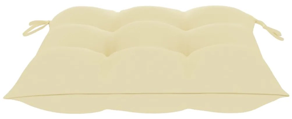 Cadeiras de jardim c/ almofadões branco creme 2 pcs teca maciça