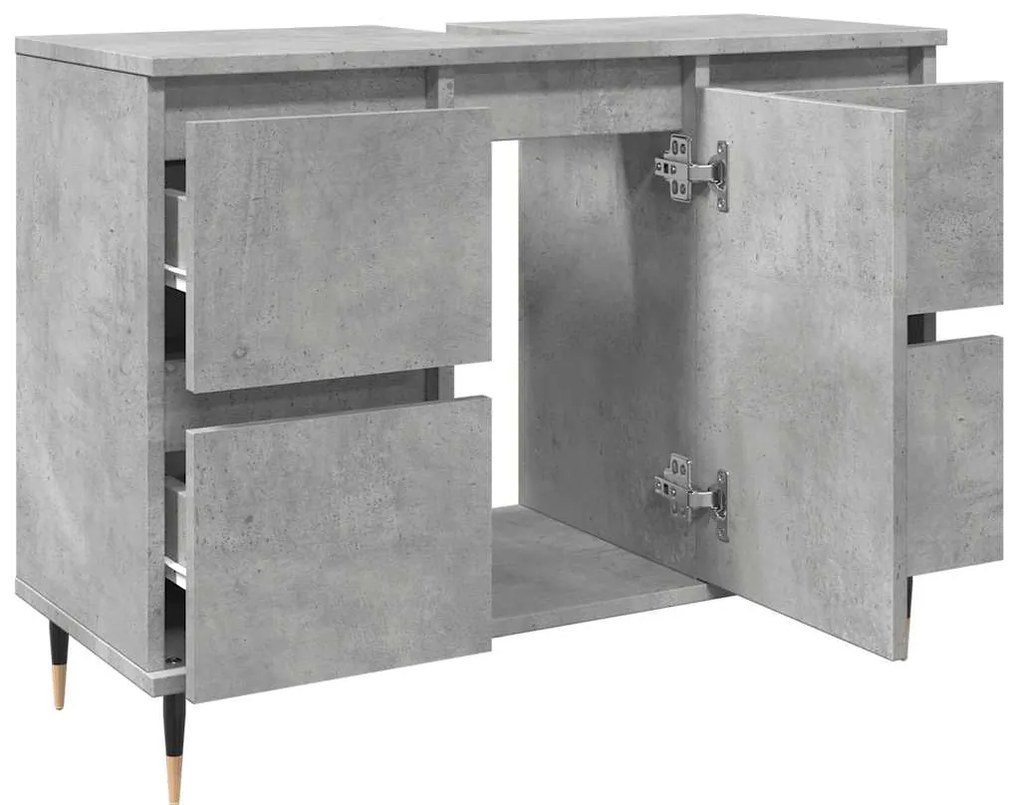 Móvel casa de banho 80x33x60 cm derivados madeira cinza cimento