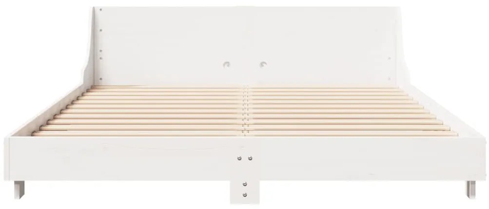 Cama sem colchão 140x200 cm madeira de pinho maciça branco