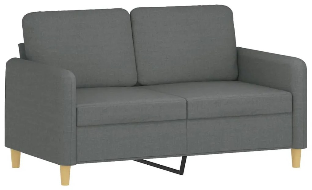 3 pcs conjunto de sofás com almofadas tecido cinzento-escuro
