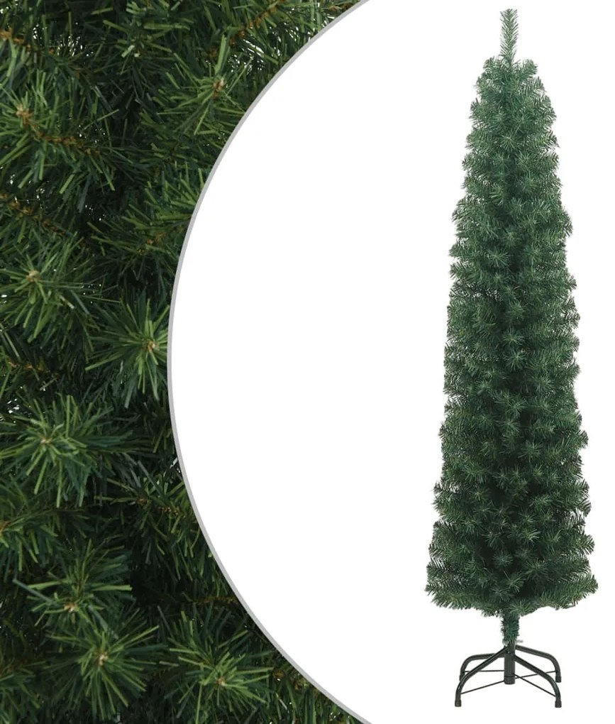 320950 vidaXL Árvore de Natal artificial fina com suporte 180 cm PVC verde