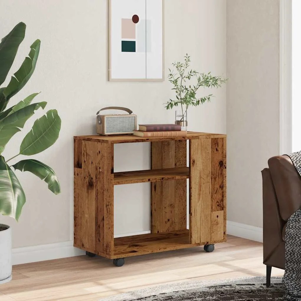 Mesa de apoio madeira velha 70x35x55 cm madeira trabalhada