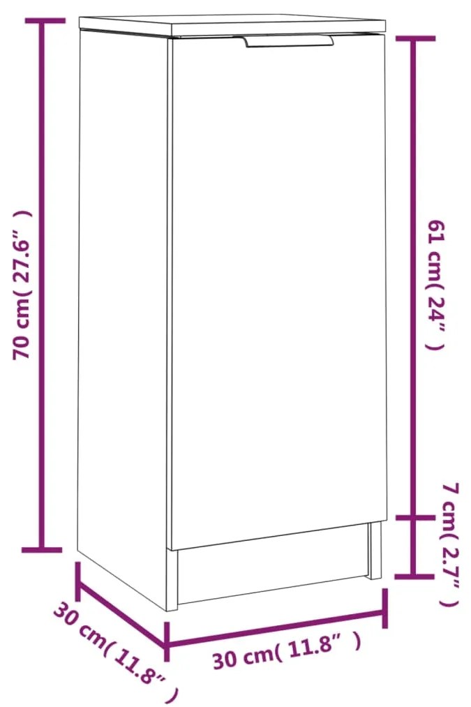 Aparadores 2 pcs 30x30x70 cm madeira processada sonoma cinza
