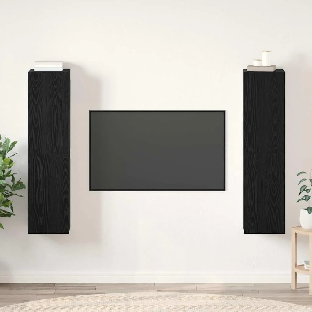 Conjunto de móvel de TV 4 pcs Carvalho preto 30.5 x 30 x 60 cm